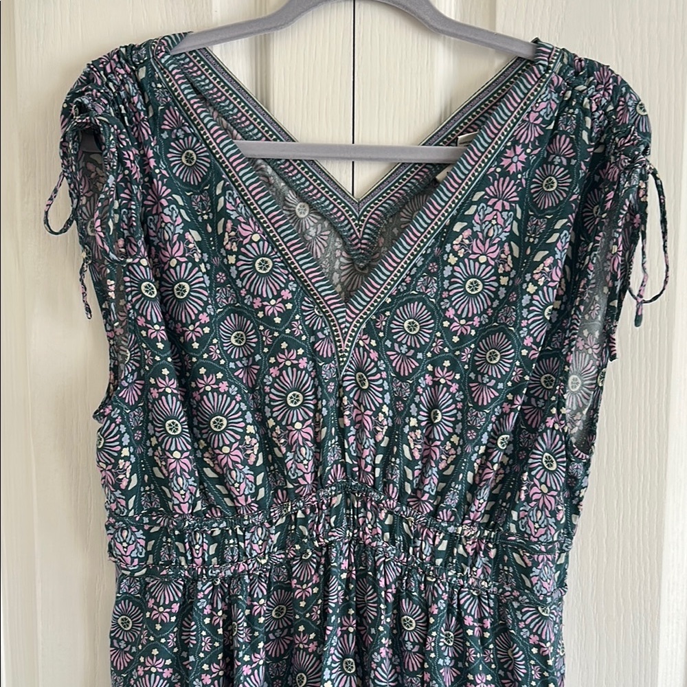 Joie Green and purple Floral Maxi Dress with Pink and Cream floral print
